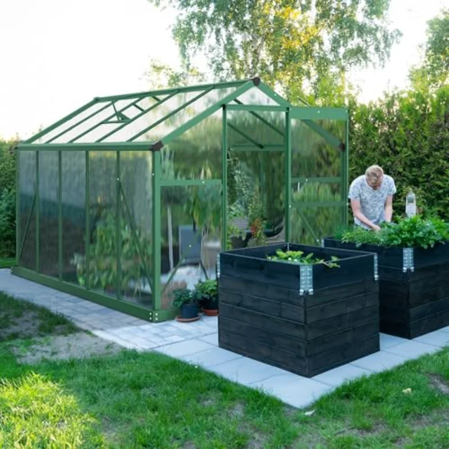 Greenhouse for Outdoors, Polycarbonate Heavy Duty Green House with Roof Vents for Winter, Aluminum Tunnel Large Walk-in Greenho