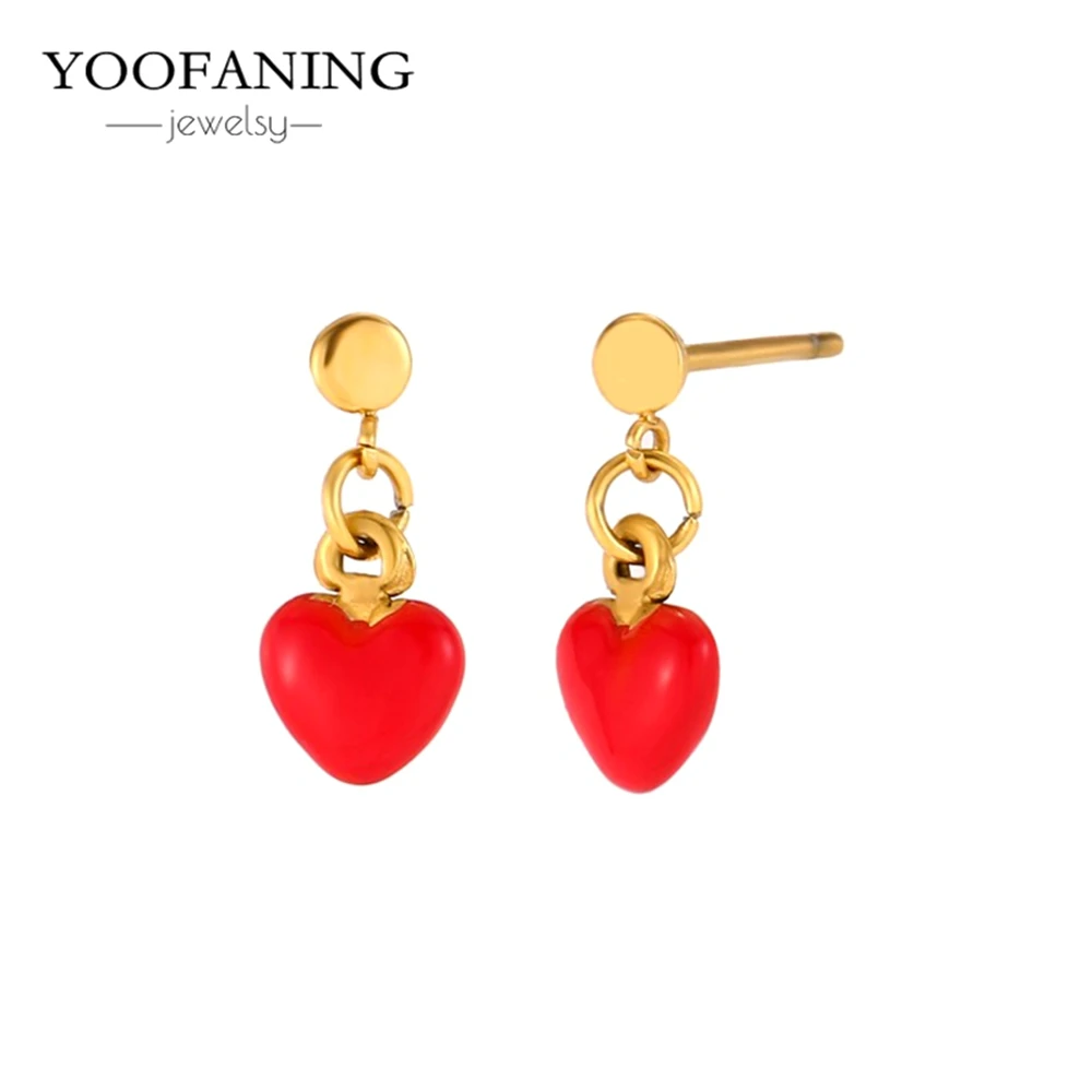 925 Sterling Silver Needle Exquisite Earrings Red Zircon Love Series Elegant Women's Earrings Perforated Earrings Jewelry Gifts