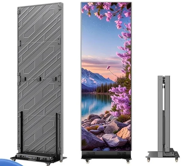 LED Indoor Poster Mirror Screen GOB Mirror for Shopping Mall Promotional Advertising Floor-to-Ceiling LED Folding Advertising