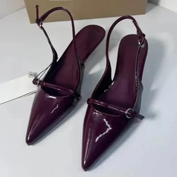 New Pointed Toe Women High Heels Shoes Fashion 2025 Summer Sexy Elegant Back Strap Dress Wedding Slingback Sandals for Lady