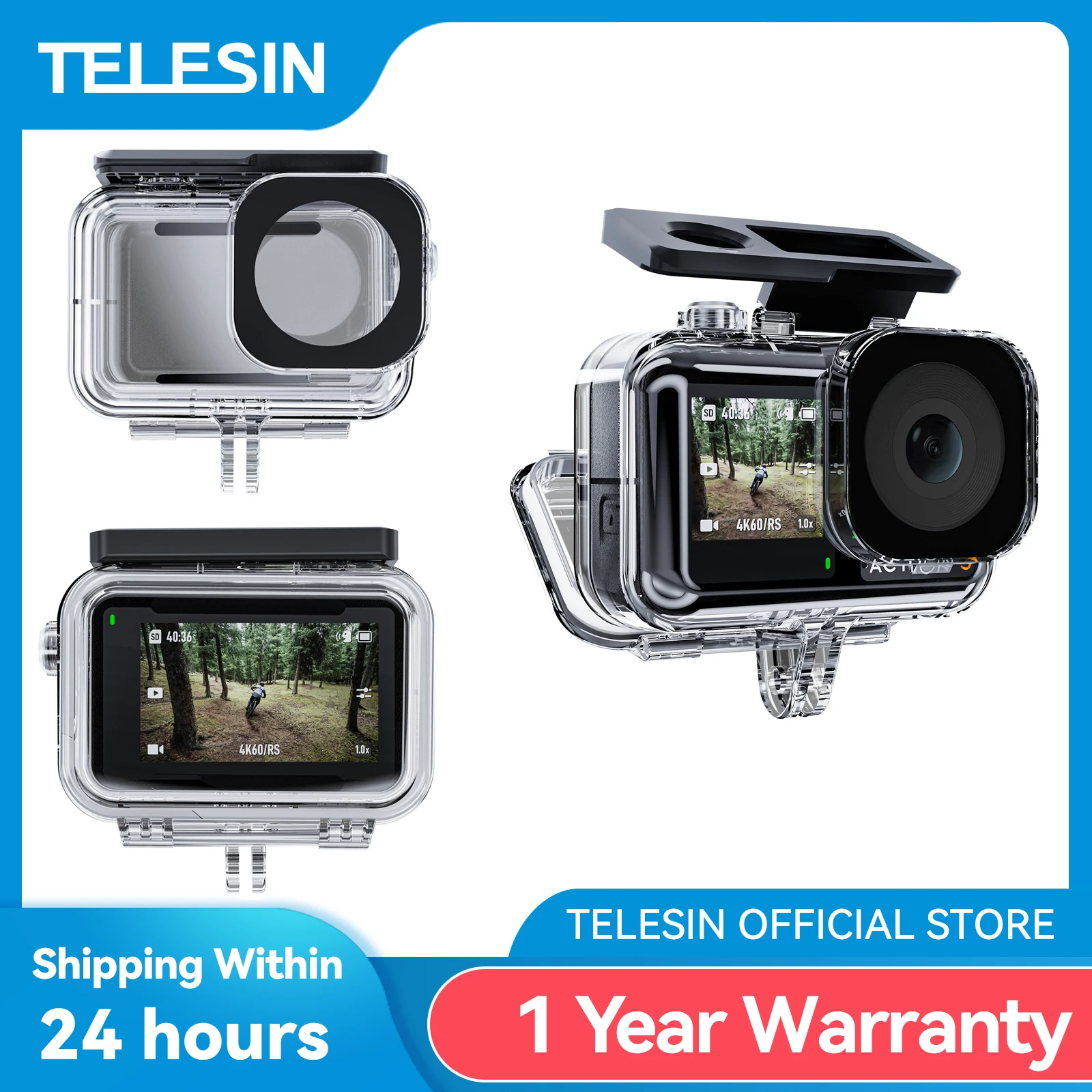 TELESIN 45M Waterproof Case For DJI Action 3 4 5pro Underwater Diving Housing Cover For DJI OSMO Action 3 4 5pro Accessories