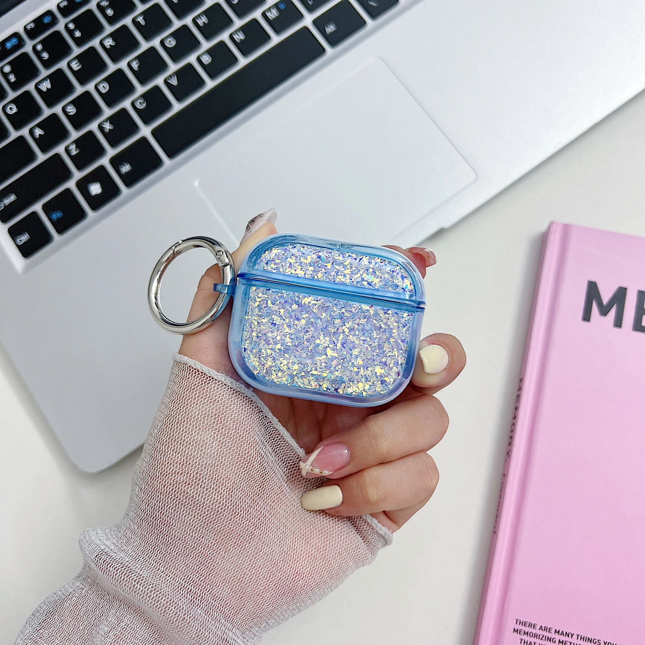 

Мягкий силиконовый чехол для AirPods Pro 2nd Glitter, блестящий мультяшный чехол для AirPods 3 2 1, разноцветные наушники с сердцем, зарядная коробка