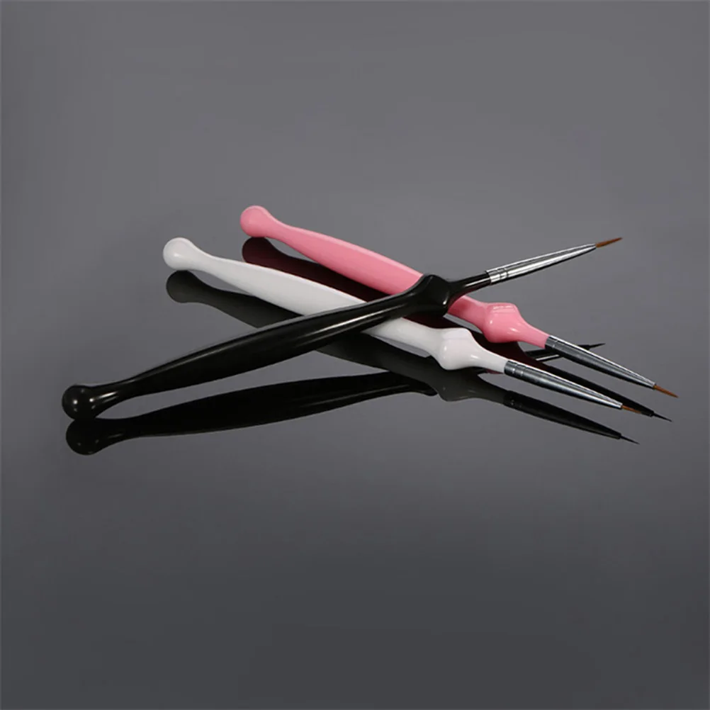

3Pcs Nail Art Brush Tool Fine Line for Nails DIY Detail Paint Brush Manicure Tools Black White Pink Set Line for Nails