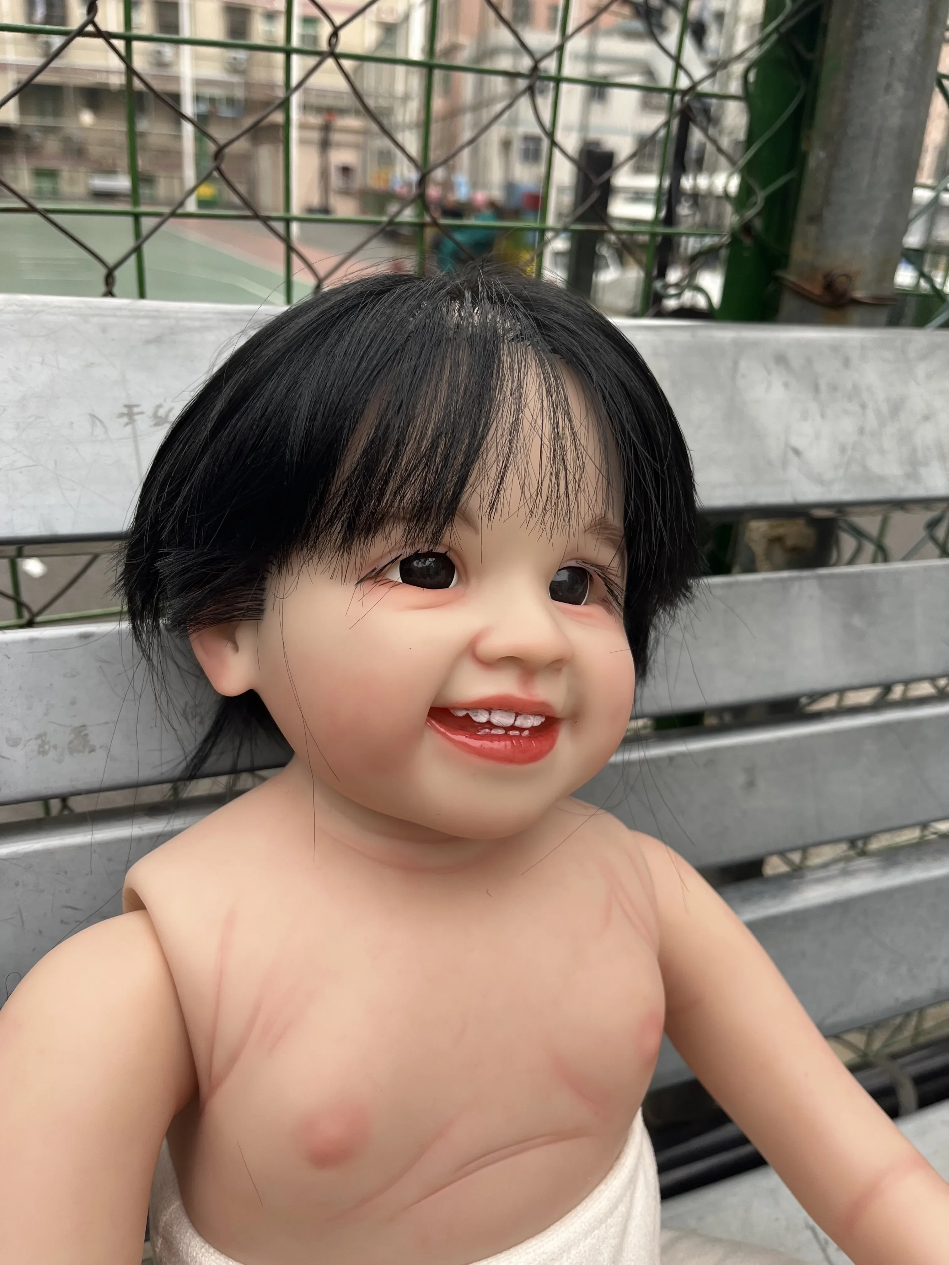 SINO-BB Fornitura limitata personalizzata da 32 pollici Reborn Baby Doll Shanti con kit dipinto di capelli radicati a mano Parte fai da te Foto reali