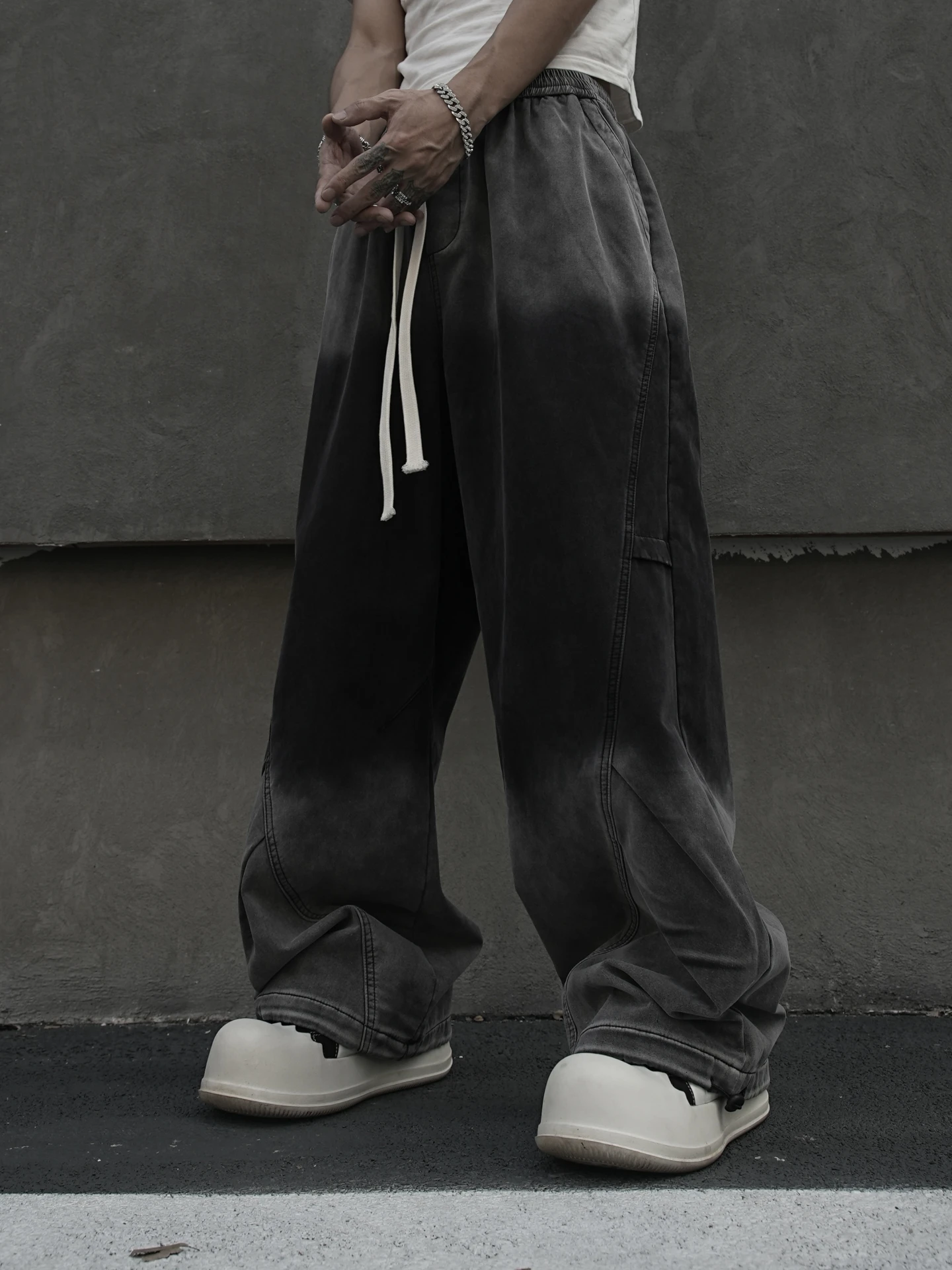 Winter Fleece-Lined American plus Size Gradient Retro Overalls Loose Wide Leg Hip Hop High Street Casual Pants