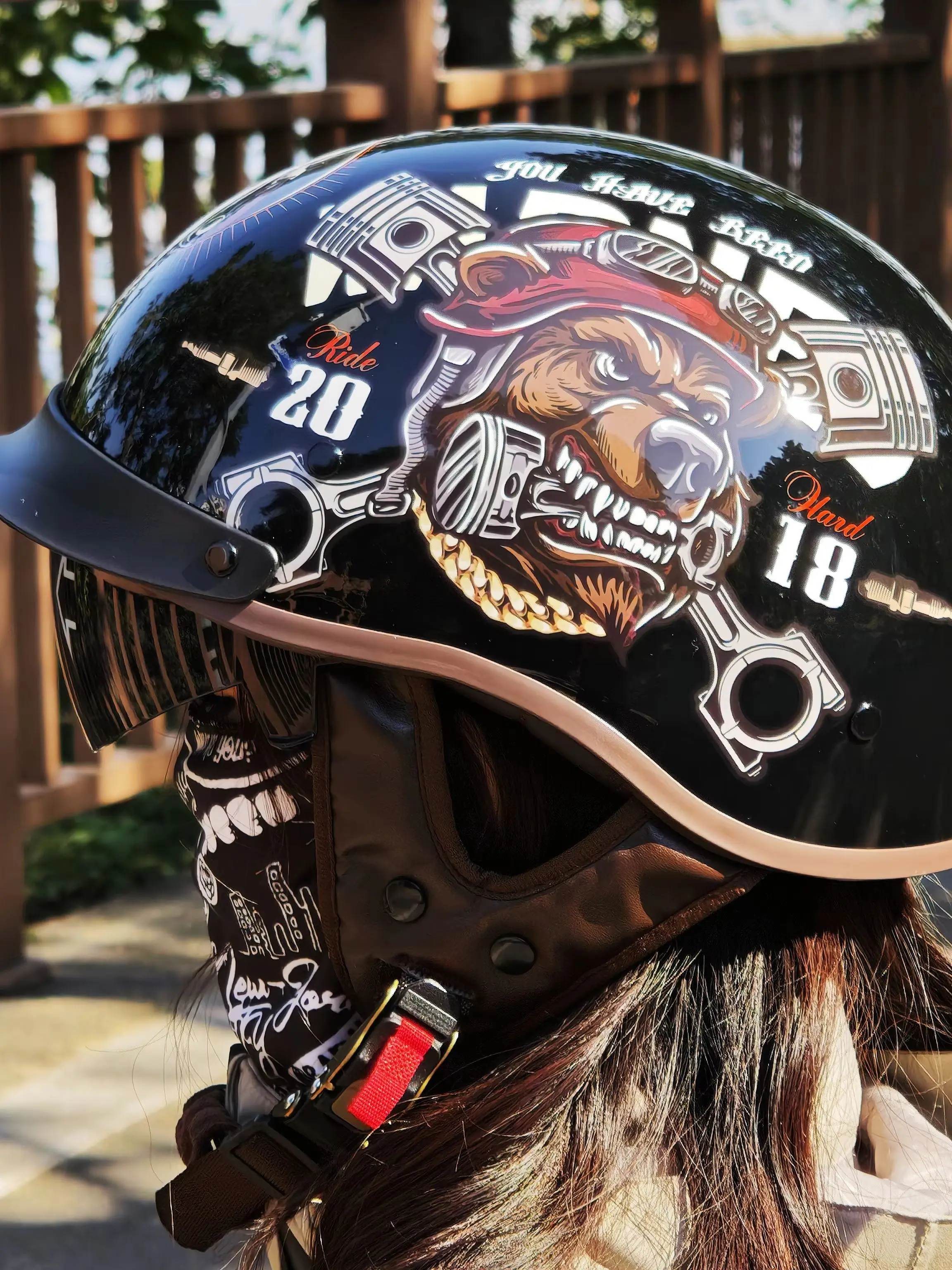 AliExpress NONE Retro Motorcycle Helmets for Men Vintage Motorbike Half Helmet with Built-in Lens Summer Electric Bike Safety Cap Fashion Harley