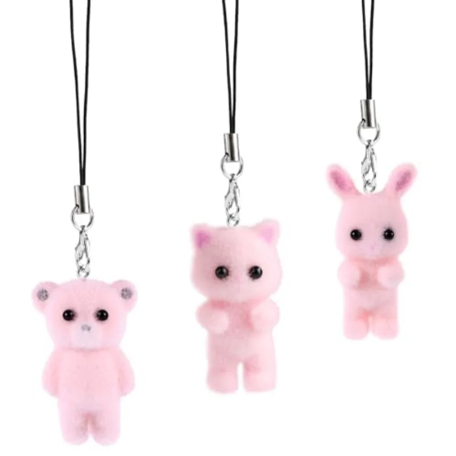 

Милые подвески для телефона Kawaii Cat Bunny Bear, ремешок, аксессуары, подвески для сумки, кошелька, брелок для камеры, розовый, 3-й шт.