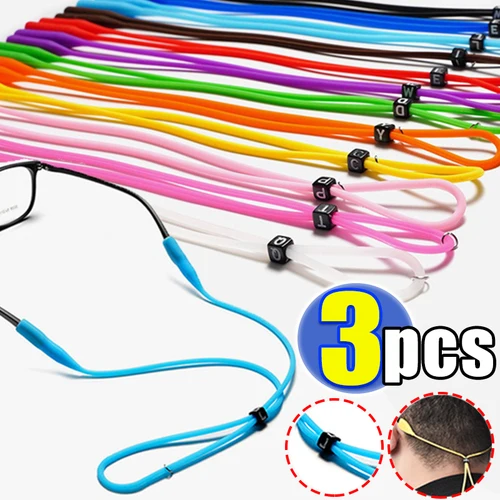 Imagen 1 del producto 1/3 Uds. Correas elásticas ajustables de silicona para gafas, cadena para gafas de sol, cuerda antideslizante deportiva, cuerdas para gafas, soporte para cordón
