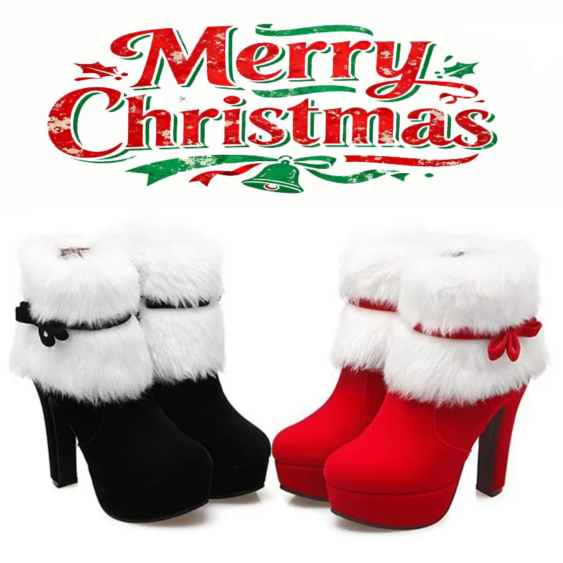 winter-women-ankle-boots-christmas-high-heels-platform-shoes-femme-warm-fur-short-boots-red-black-ladies-party-shoes-plus-size