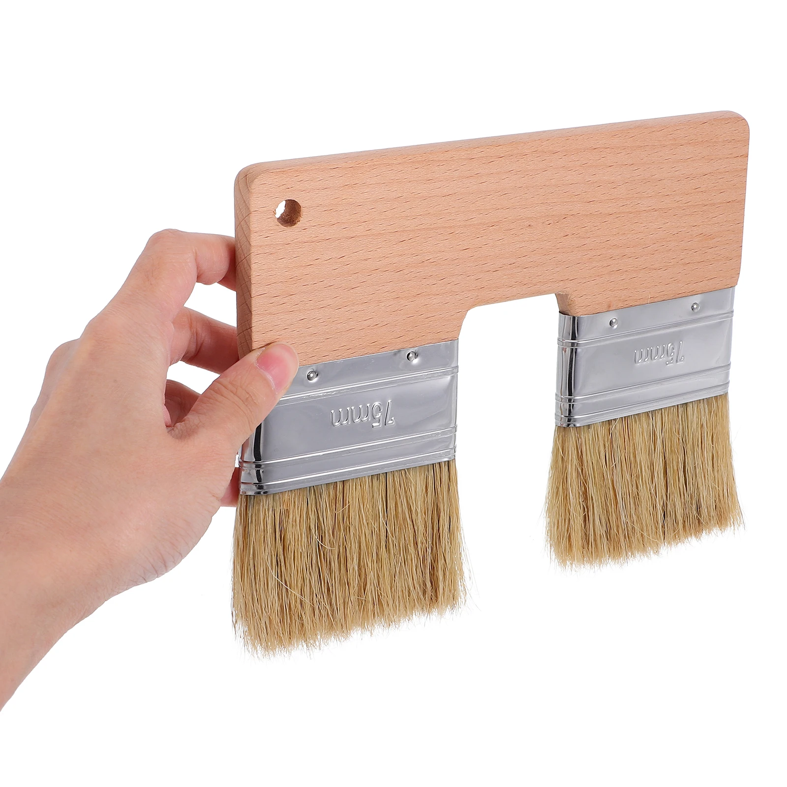 

Professional Artist Paint Brush Flat Paddle Double Head Natural Pig Bristle Enhanced Adhesion Durable Elasticity Large