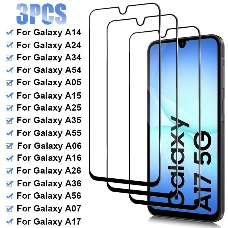 

Защитная пленка из закаленного стекла для Samsung Galaxy A55 A35 A25 A15 A05S A54 A34 A14 A16 A36 A56 A06S A26 A17, 3 шт.