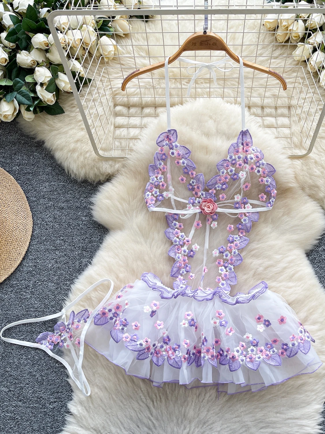 Dopne Sle Strapl المطرزة Me Dr المرأة الصيف جديد مثير الرغبة النقية ort تنورة عالية الخصر ألف خط الدكتور