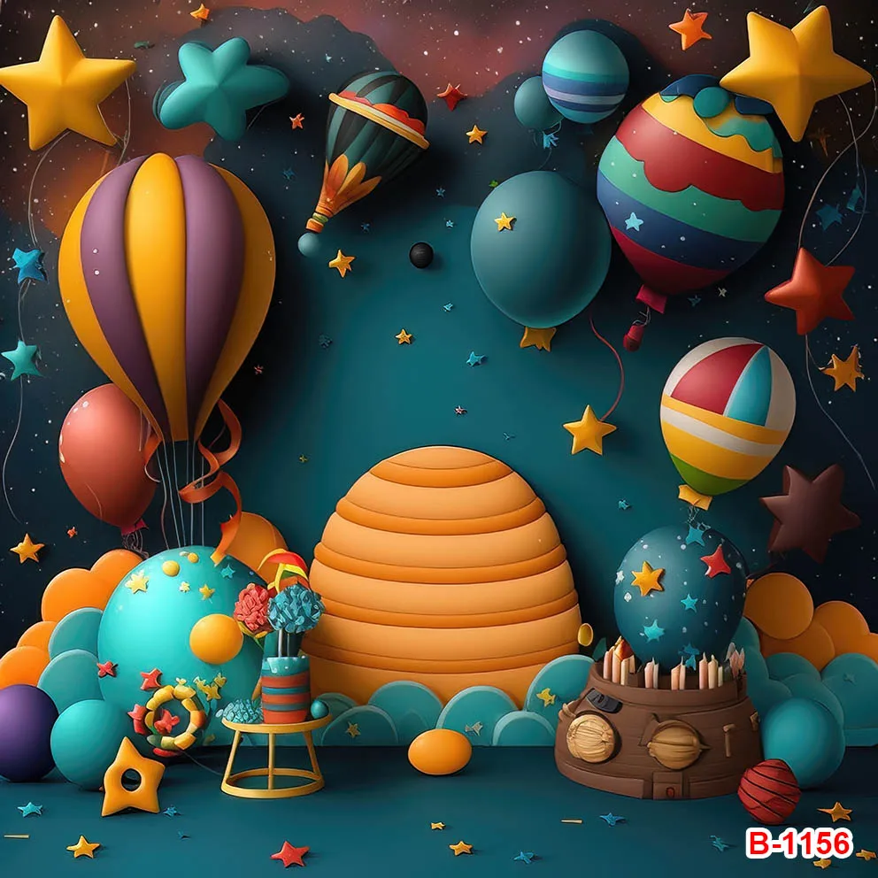 Universe Earth Space Planet Astronaut Backdrop Starry Sky Spacecraft Baby Birthday Party Photography Background Photozone Banner