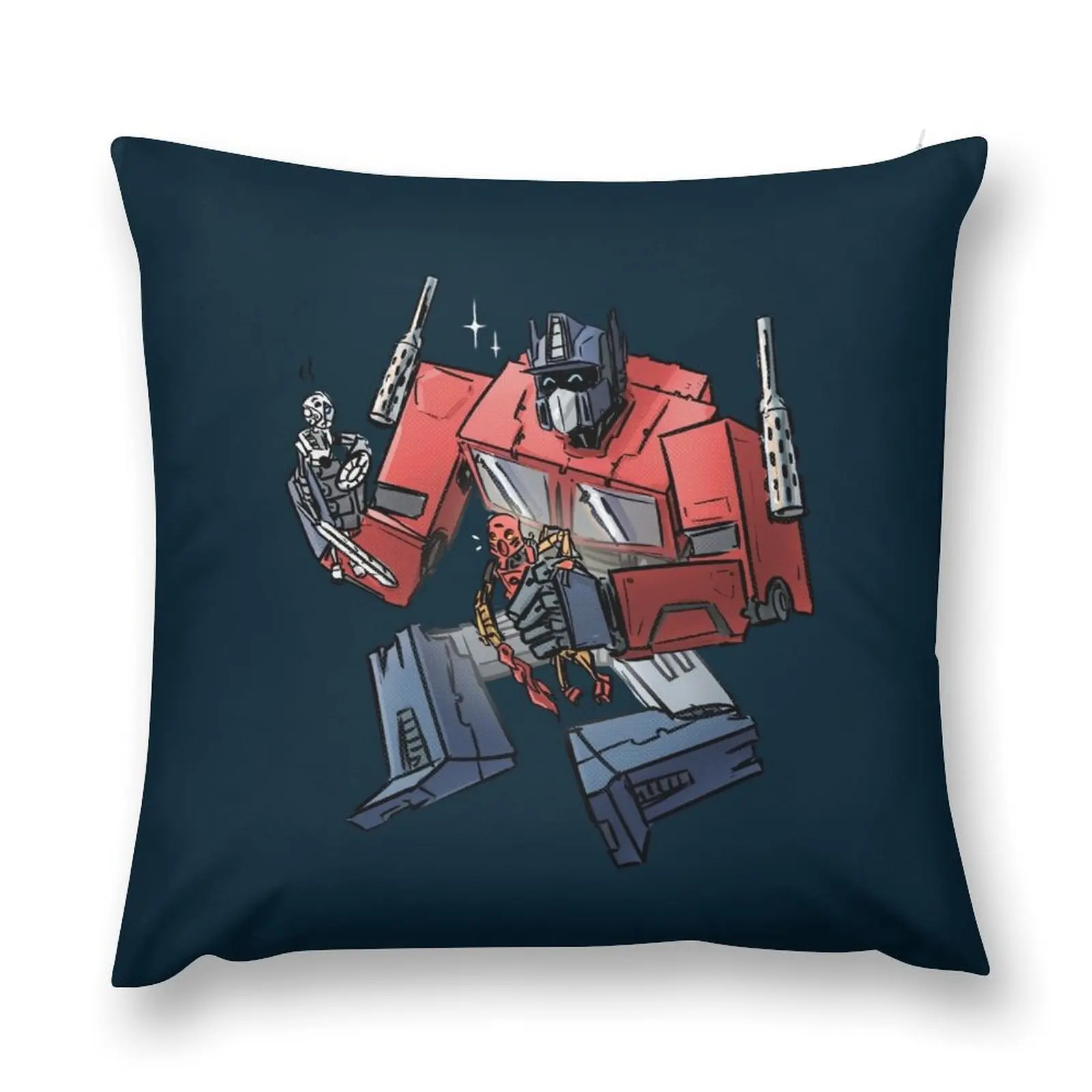 Optimus plays with Bionicles Throw Pillow home decor items Cusions Cover pillow