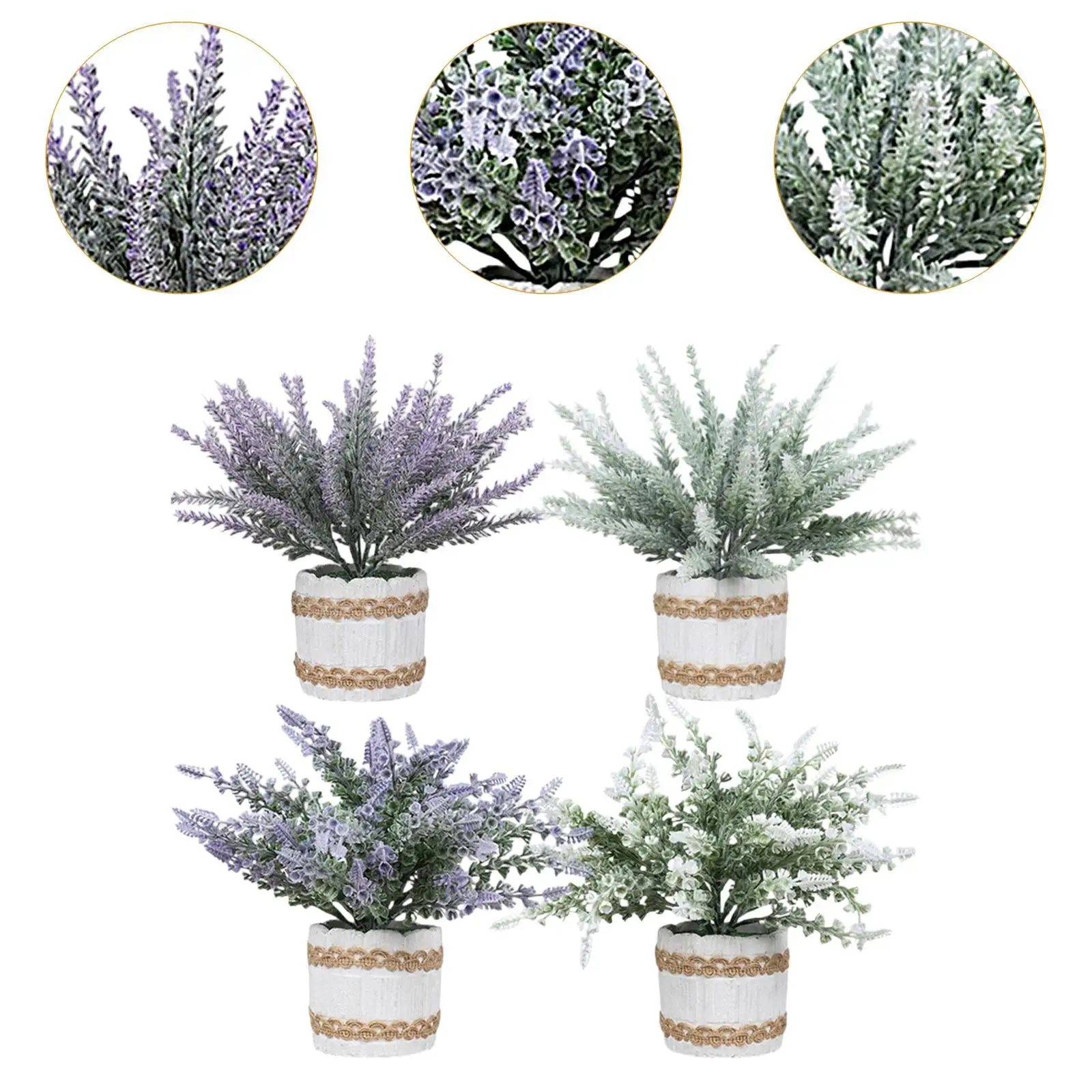 Bonsái Artificial decorativo de plantas falsas pequeñas, 4 Uds., para escritorio, estante de baño