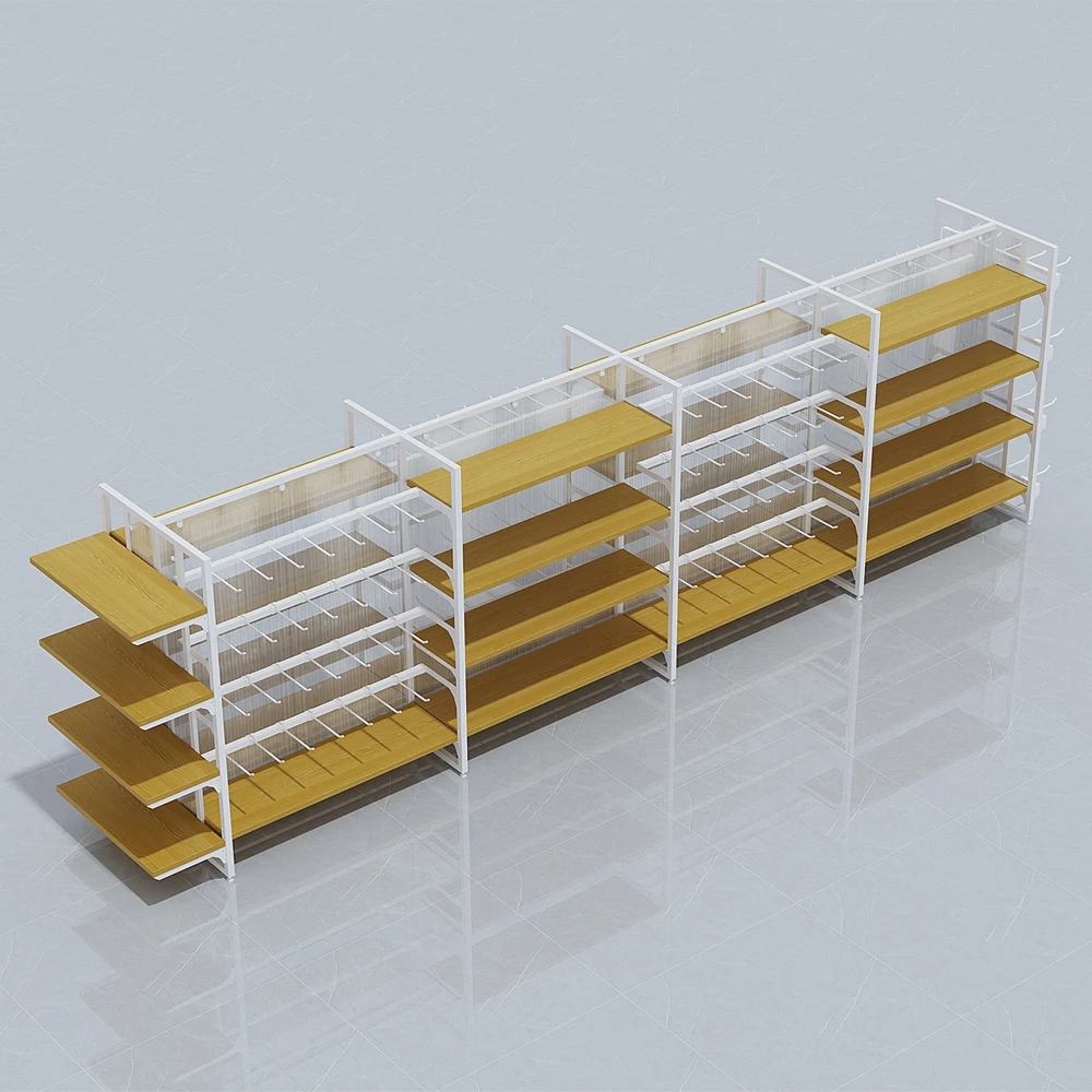 Picture 4: Custom.MINISO Style Retail Shelves Eco-Friendly Wooden&Metallic Display Multi-Purpose Gondola Display Racks for Grocery Store