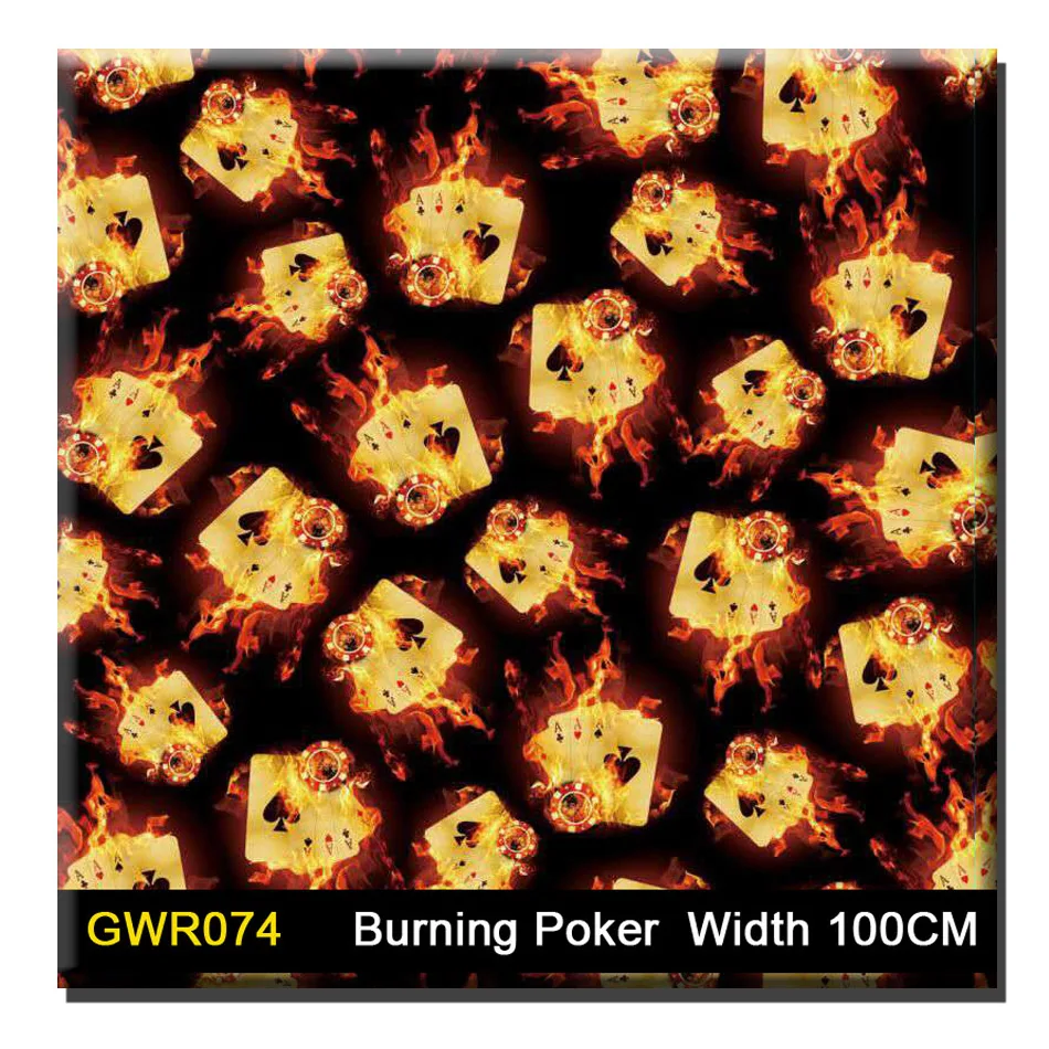 Water Transfer Printing Film Poker Flame Pattern Hydrographic films Width 100CM