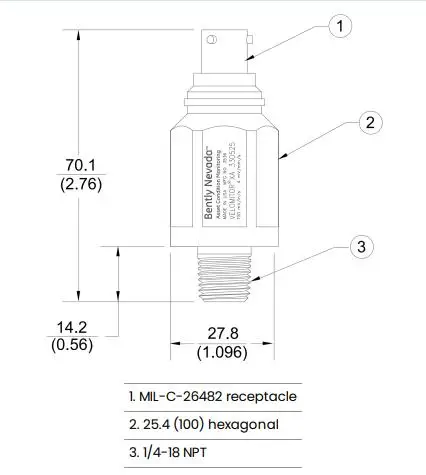 Bently Nevada Mod:330525-01 Velomitor XA Piezo-velocity Sensor