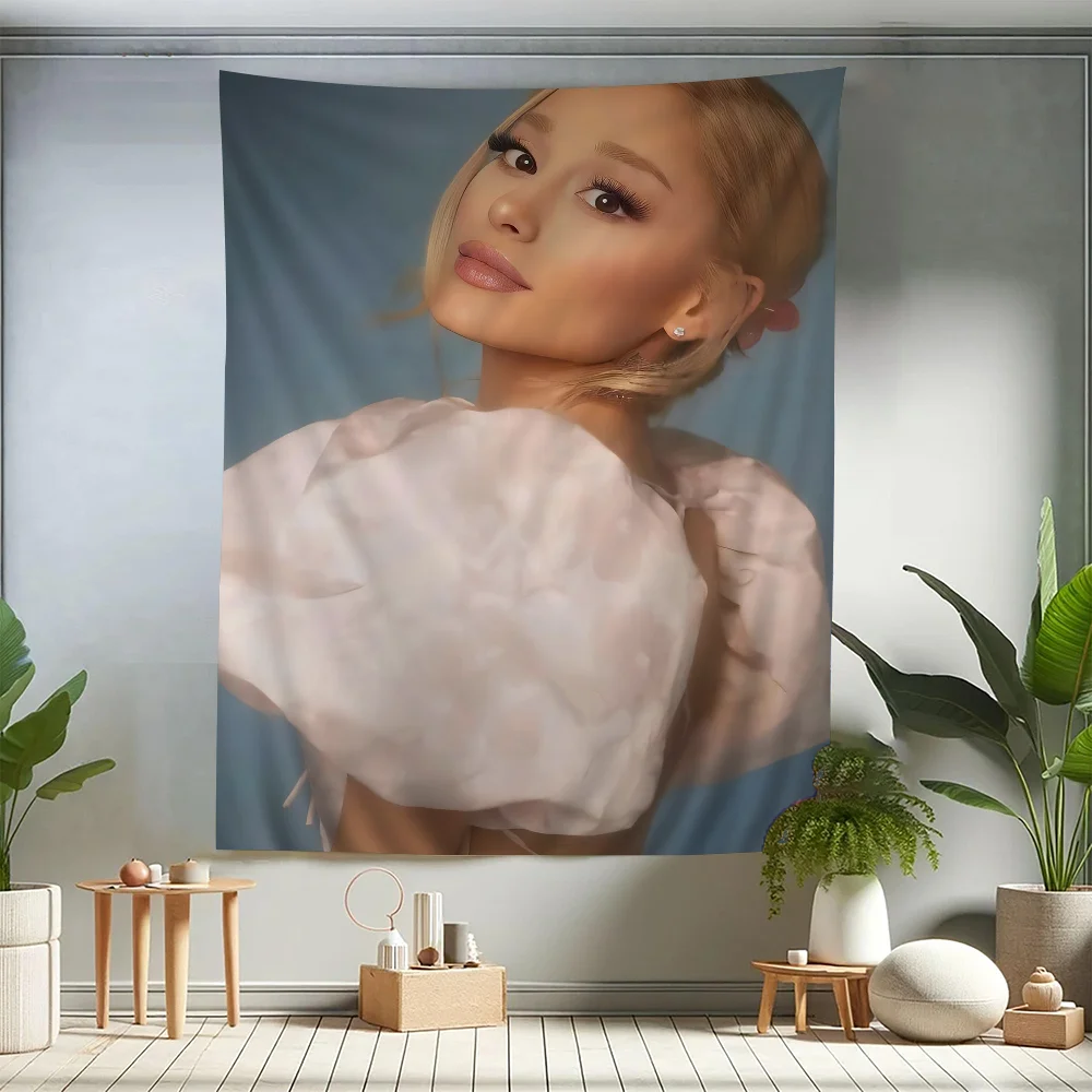 Pop Singer Ariana Grande Anime Tapestry Hippie Flower Wall Carpets Dorm Decor Wall Hanging Home Decor