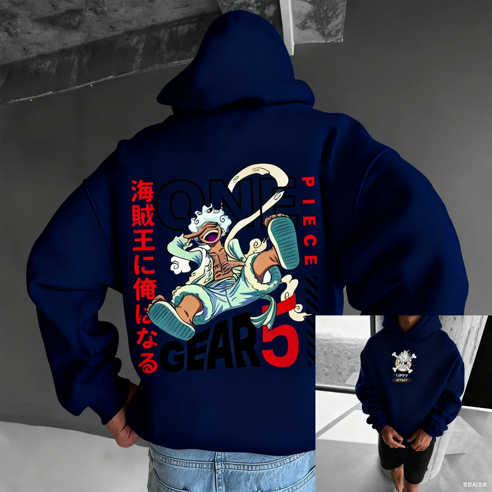 قطعة واحدة لوفي جير 5 2026 جديد حار هوديي أنيمي تأثيري البلوز الرجال النساء بلوزة كاجوال القطن مقنعين سترة ربيع الخريف #4