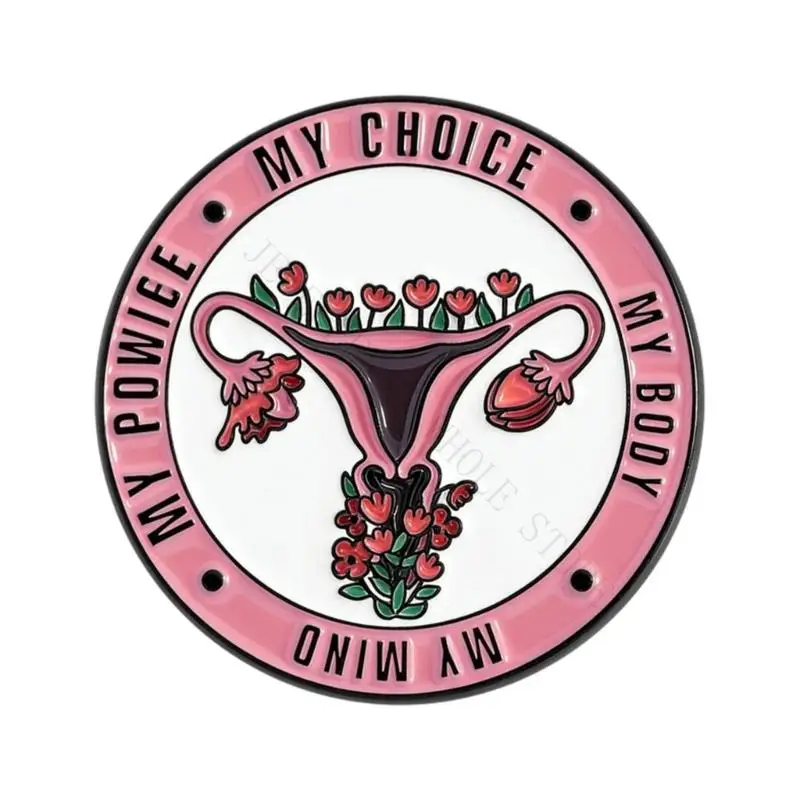 R7UF Round Uterus Brooch For Women Trendy Alloy Pin Artistic Jewelry Accessory