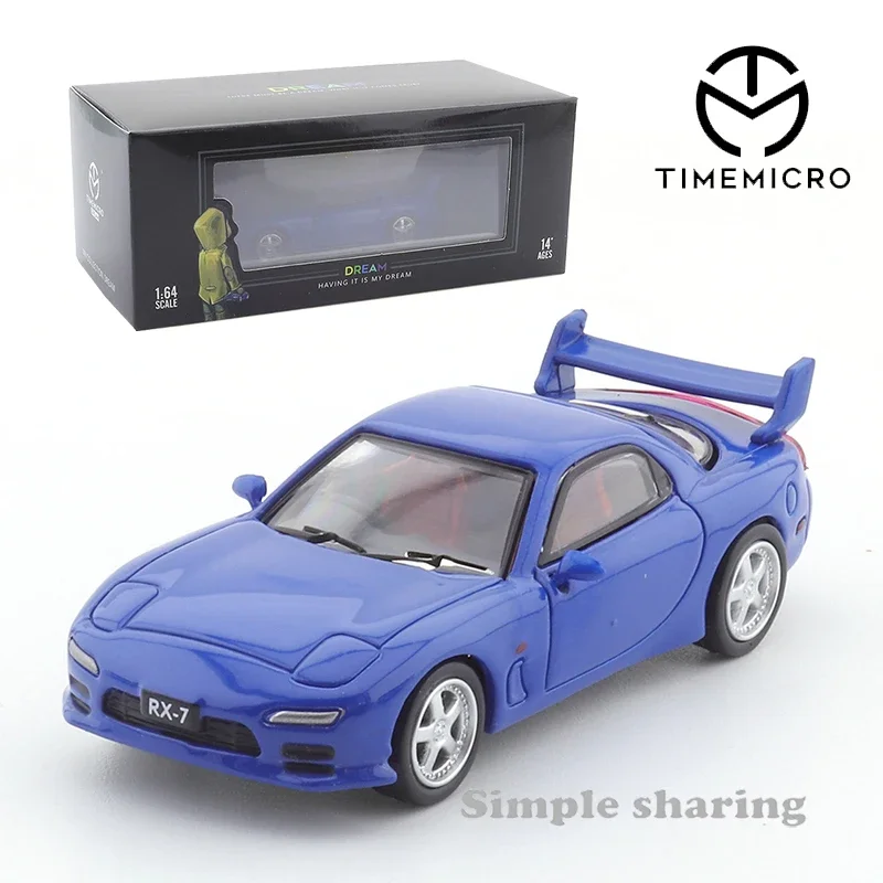 

TIME MICRO 1:64, литая под давлением модель автомобиля из сплава, текст D Mazda RX-7, детский рождественский подарок, игрушки для мальчиков