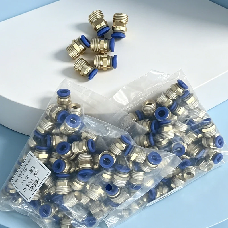

50Pcs PC Pneumatic Fitting Air Connector Quick Connecors Fitttings PC4 6 8 10 12 14 16MM 1/8 1/4 3/8 1/2 Male Thread