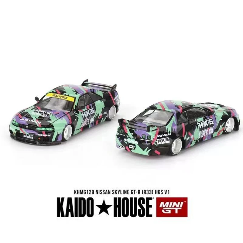 TSM MINI GT Kaido House 1:64 Nissan Skyline Gt-R (R33) Hks Alloy Car Model Toy Collection Ornaments Christmas Gift