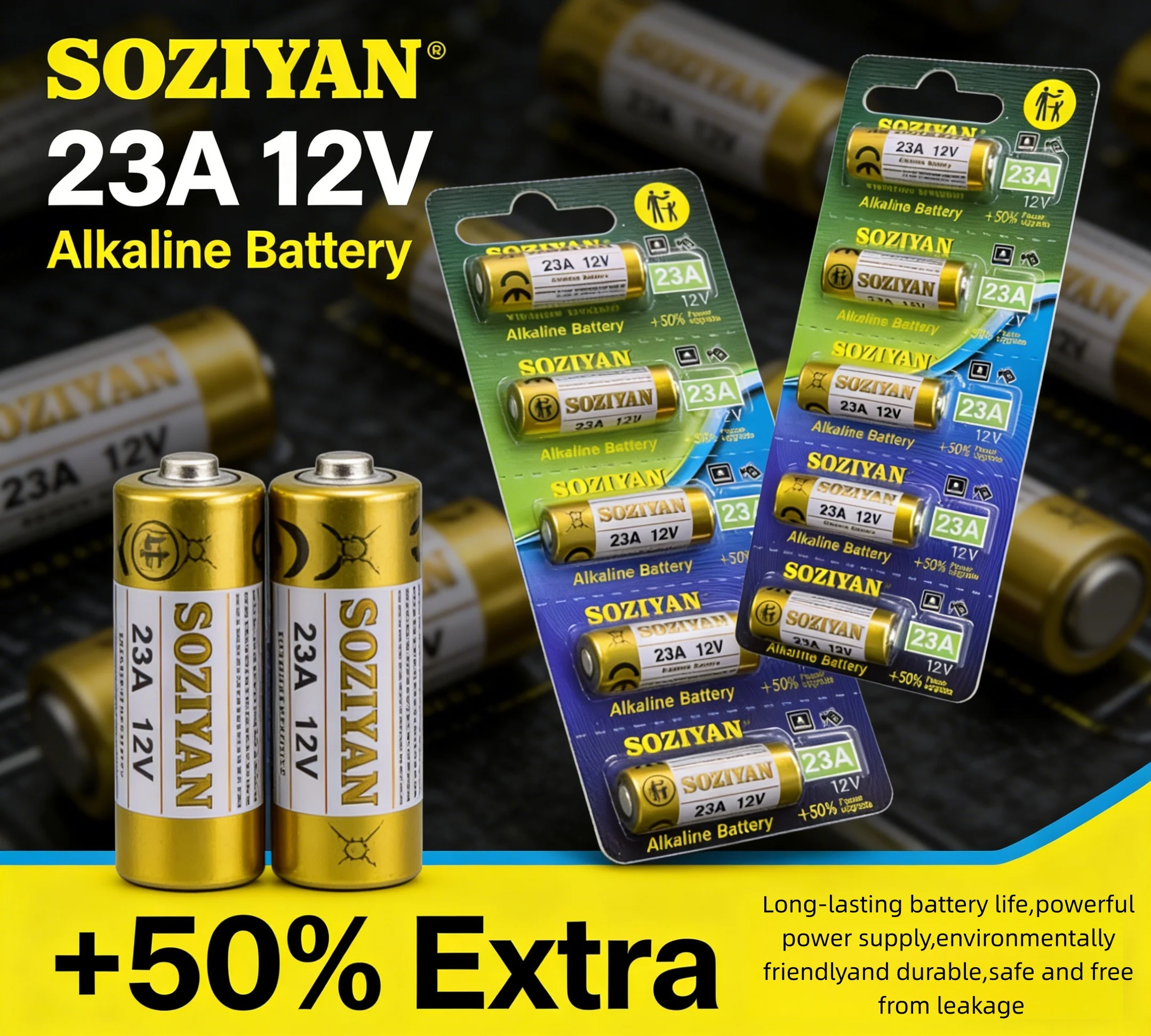 

5-60pcs 12V 23A Alkaline Battery, High Performance for Flashlight, Doorbell, Game Controllers, Small Electronics