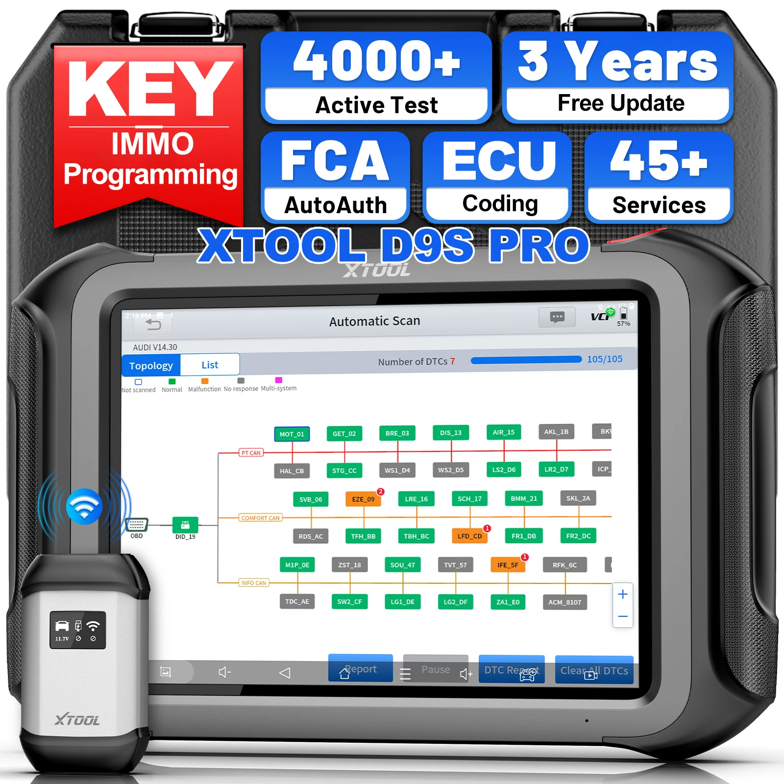 USA Warehouse XTOOL D9S Pro Automobile Diagnostic Tool Key Programmer Programming Tool Diagnosis Machine for Vehicles 12V