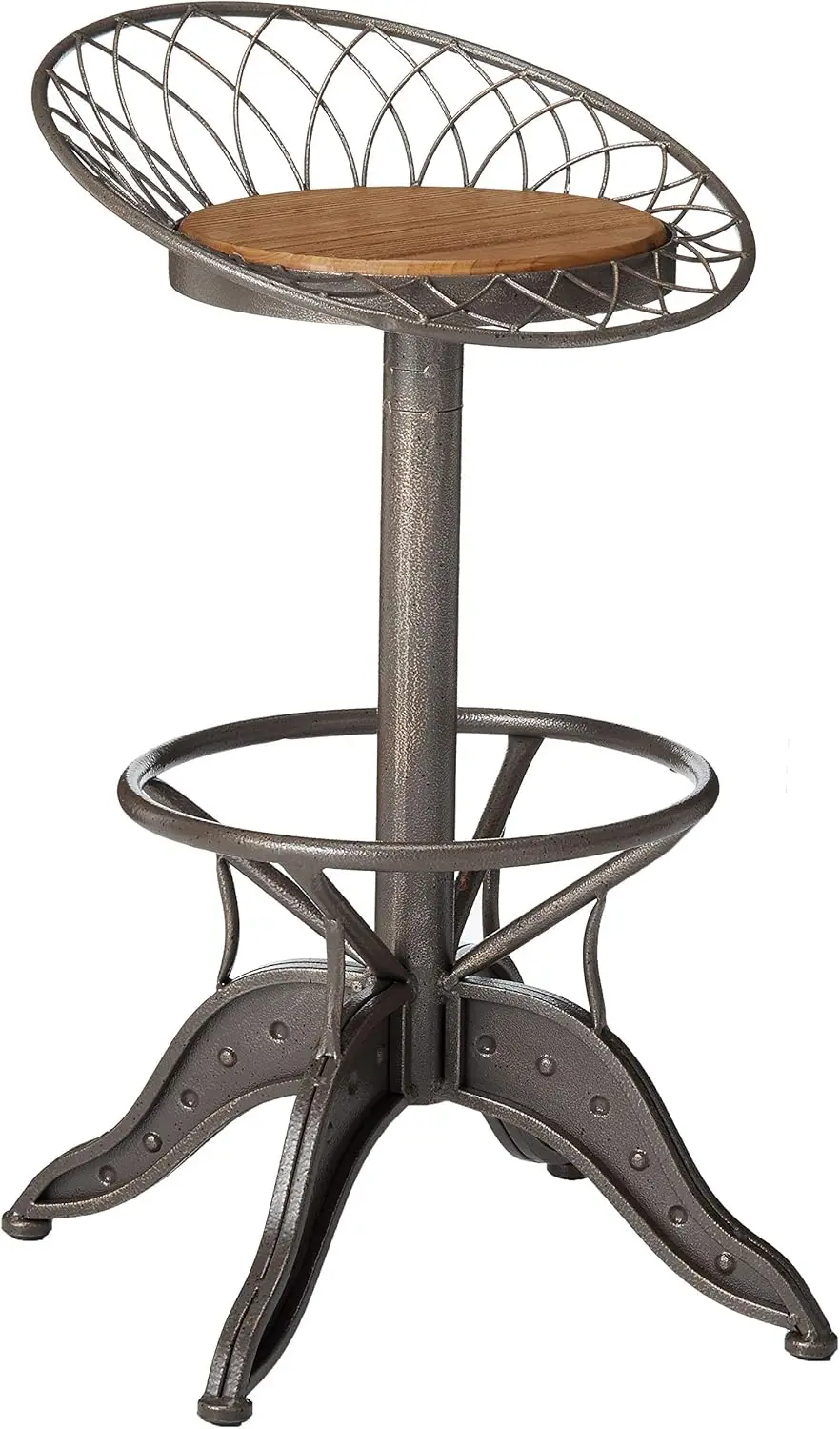 

Grayson Weathered Wood Barstool, Grey And Brass
