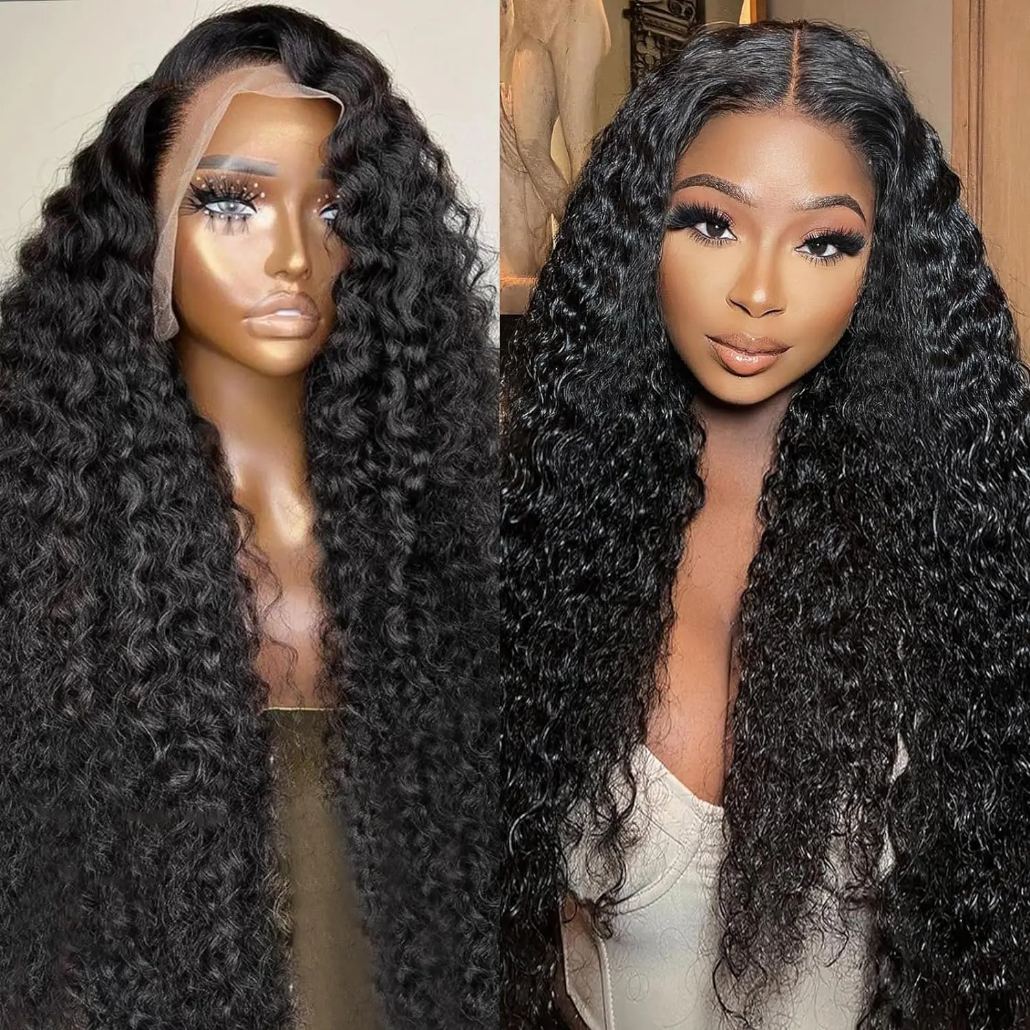 13x6 HD Lace Transparent  Frontal Wig Deep Wave Frontal Wig 13X4 30 Inch Deep Curly Lace Front Wig Human Hair Lace Frontal Wigs