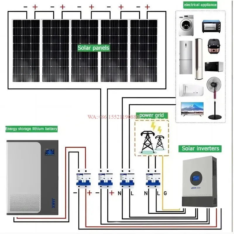 WMWMNU Complete Set Solar Energy Power Storage System 5000W 3KW 6KW 8KW 10KW Hybrid Solar Panel Electric Power Generation Kit