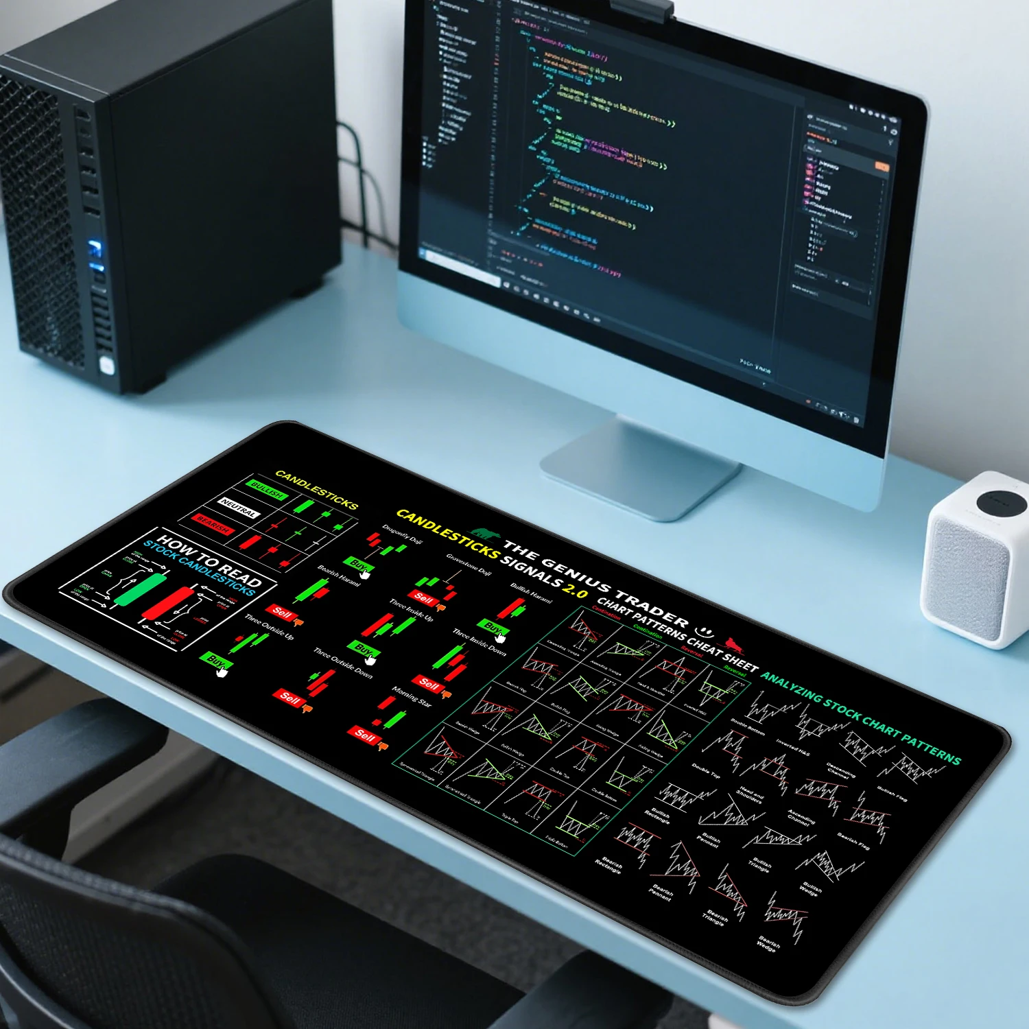 

Large Gaming Mouse Pad Stock Market Desk Mouse Mats xxl Non-Slip Rubber Base Big Computer Keyboard Mousepad