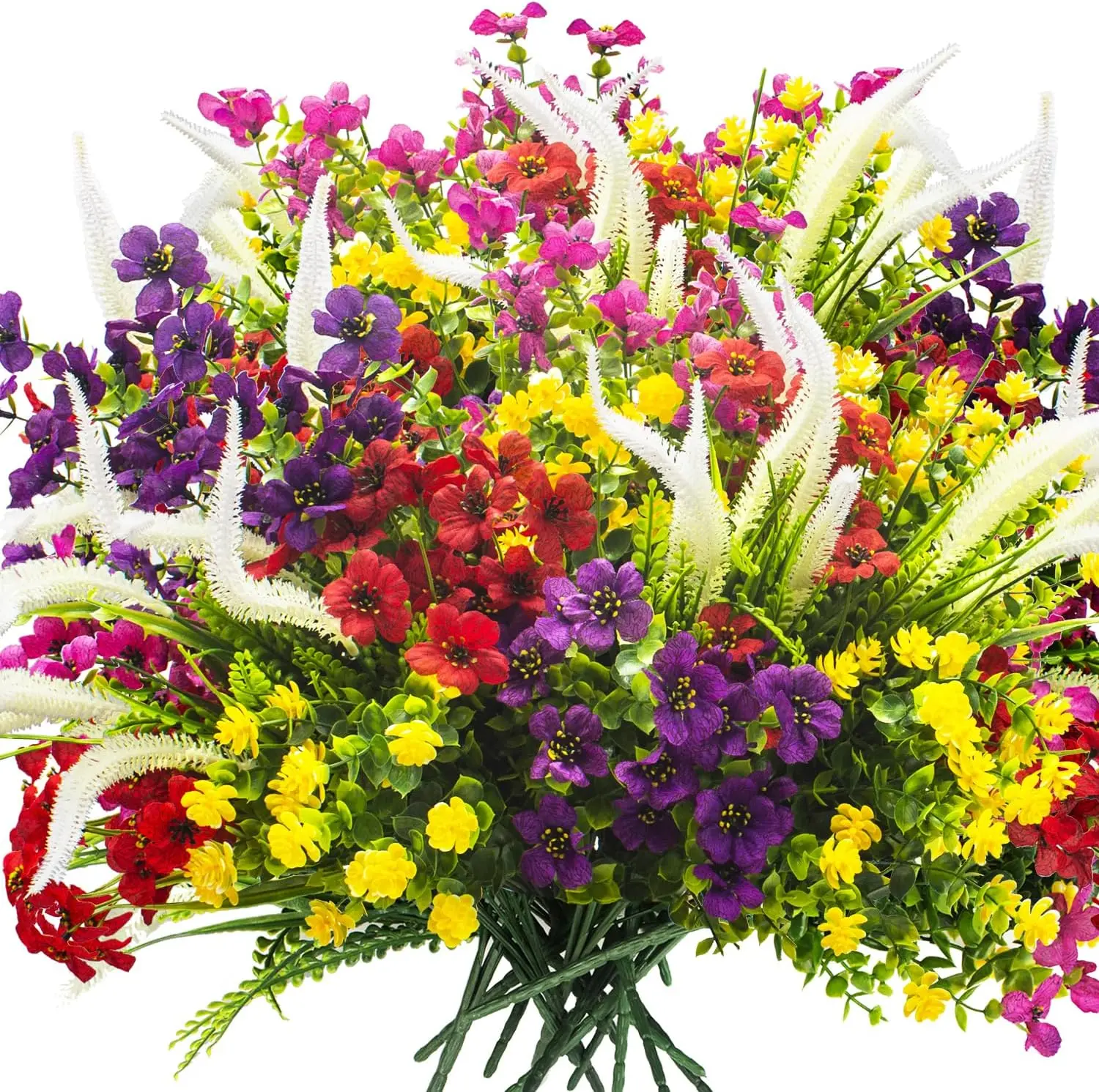 

Реалистичные искусственные цветы для улицы, устойчивые к УФ-излучению, 20 штук, всепогодные, не выцветающие, подвесные искусственные растения для декора сада и веранды