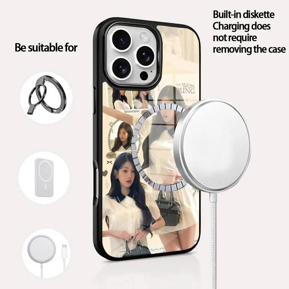 

Jang Won Young Phone Case For IPhone 16 15 14 13 12 11 Pro Max Plus Mini Magsafe Mirror Wireless Magnetic Cover