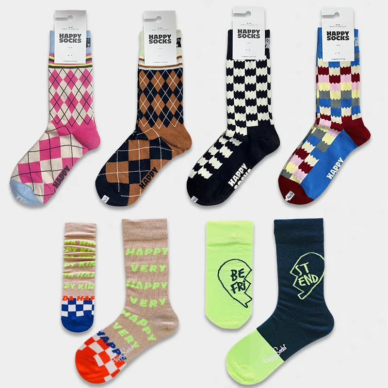 Happy Socks Multi Pattern Design Fashion Fun Trendy Socks Cotton Mix Gift