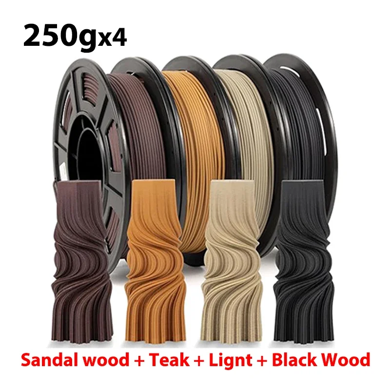 250g x4 PLA Filament Wood Pla Filaments 3D Printer Non-toxic Sublimation Supplies Wooden Effect 3D Printing Materials 1kg 1.75mm