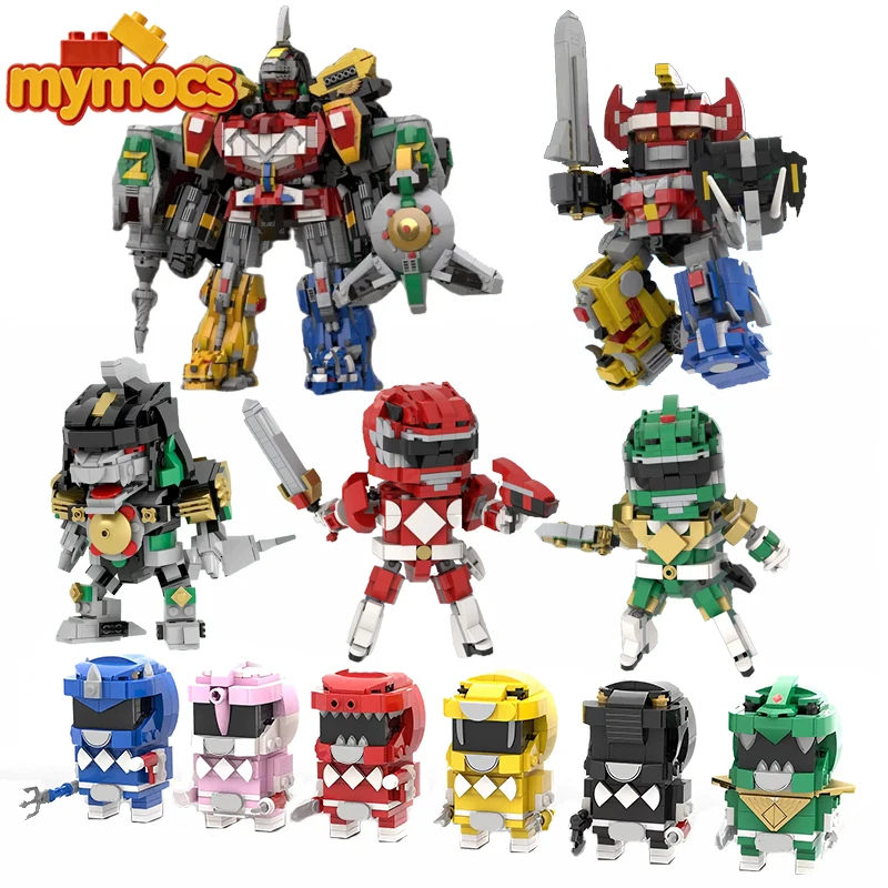 

Конструктор Mymocs Kyoryu Movie Action Figures: Наборы для сборки роботов-мехов, динозавров и великих зверей-богов (серия Headz Big Beast God Mecha Ranger)
