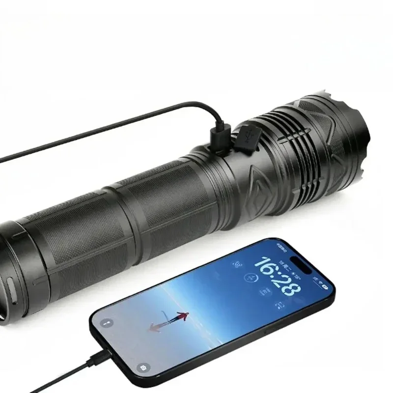 Usb Rechargeable Super Bright Scalable Multifunction 12000 Lumens Tactical Flashlight Light Emitting Diode Flashlight