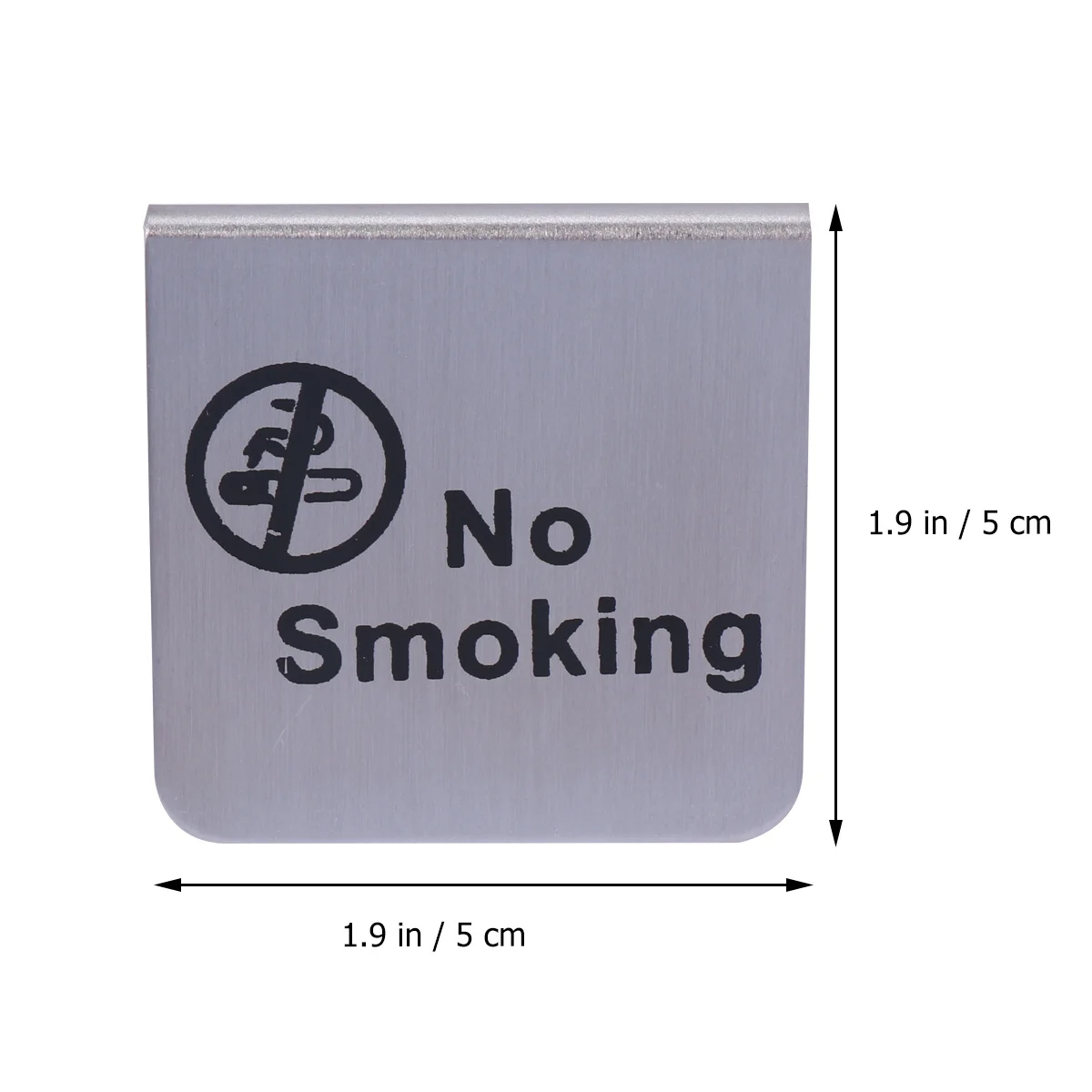 Stainless Steel No Smoking Table Tent Sign Double Side Durable Desktop Sign for Office Hotel Restaurant Banquet Use