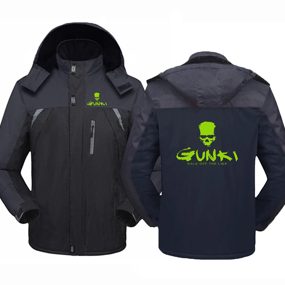 2024 Men's Newest Gunki Men's Windproof Thickened Warm Coat Outdoor Sprint Coat Skiing Mountaineering Hooded Men's Winter Jacket