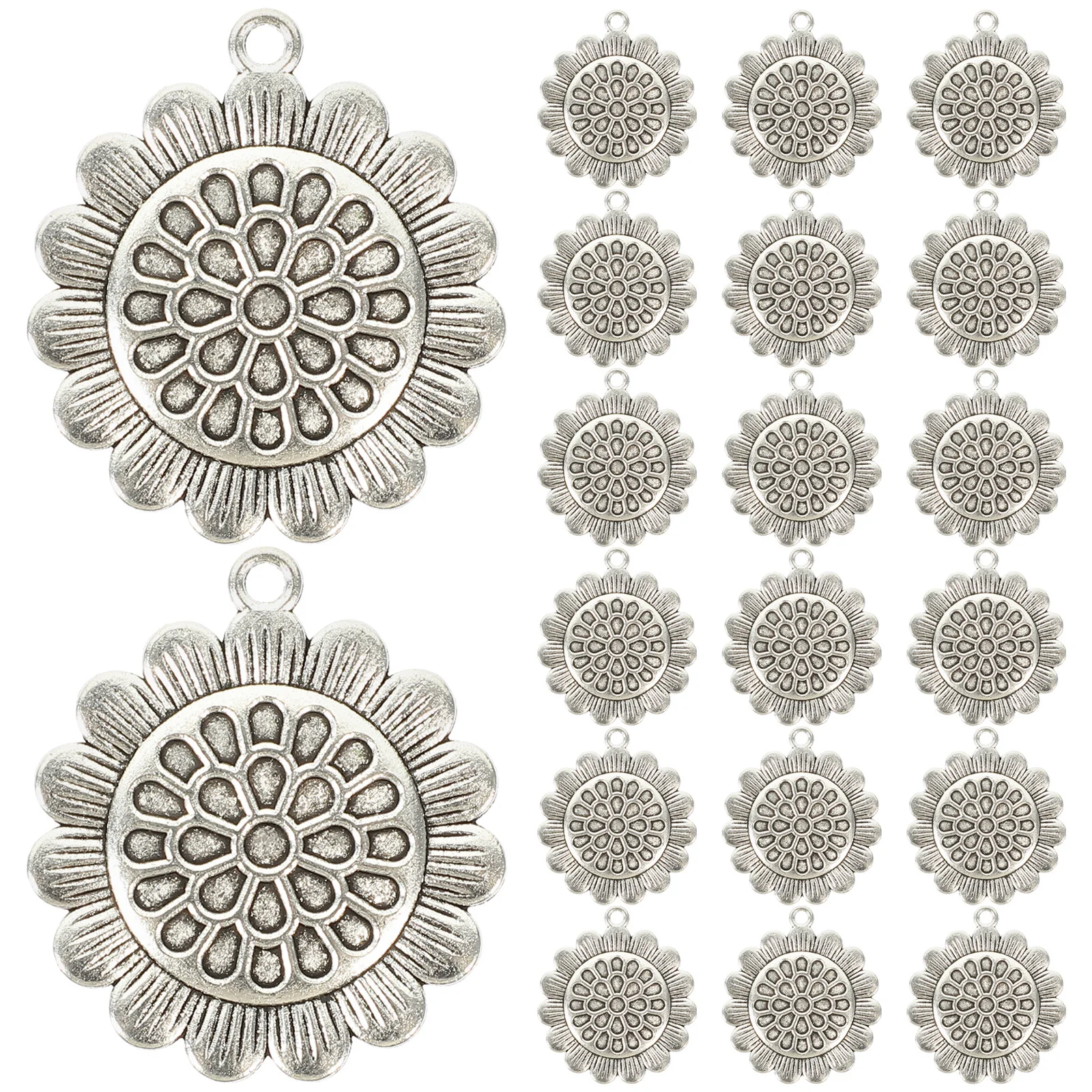 

20 Pcs Sunflower Pendant Trays for Jewelry Making Decorations DIY Blank Necklace Creative Alloy Metal Accessories