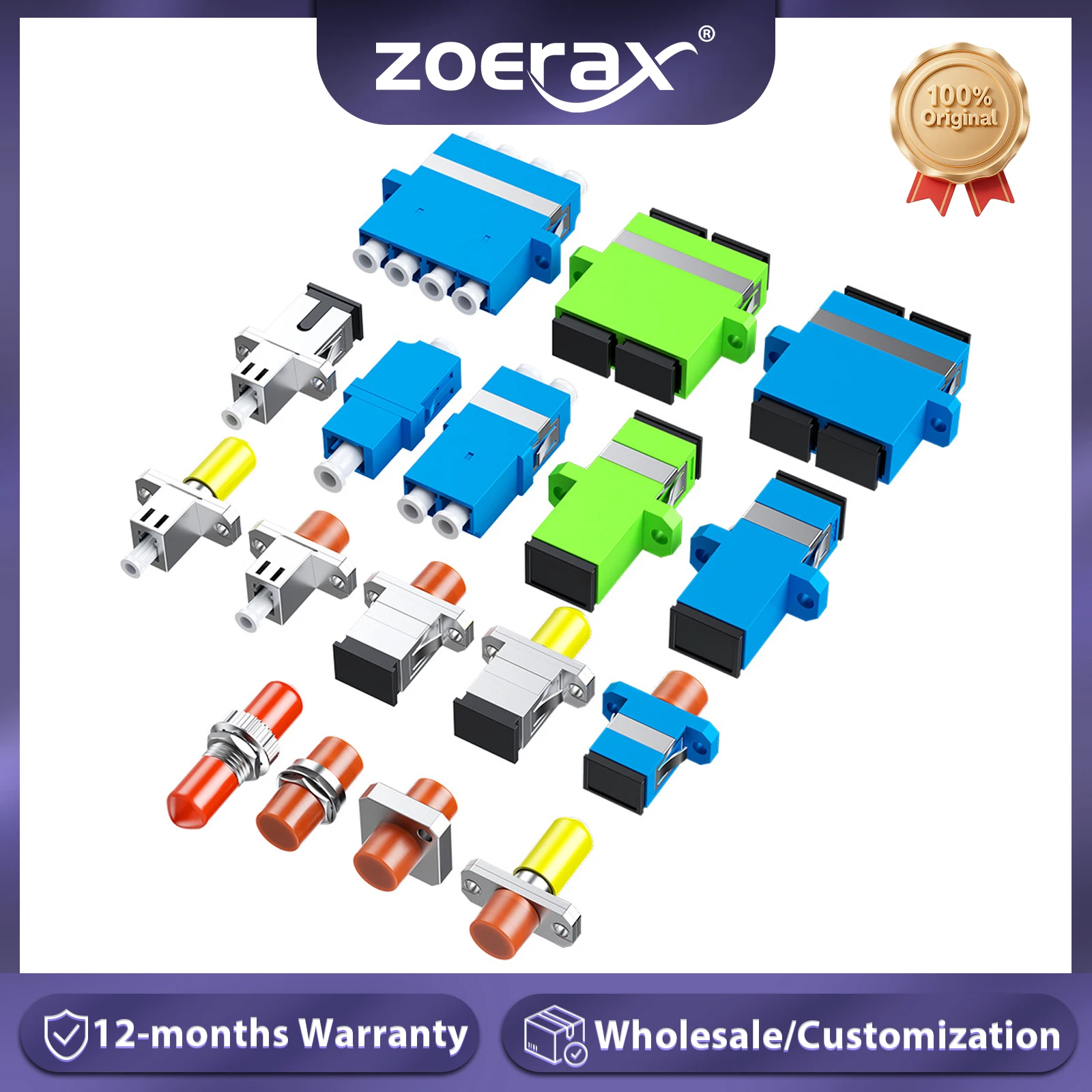 ZoeRax 5pcs Fiber Optic Couplers for SC ST LC Simplex Duplex Cables for Multi-Mode Single-Mode Patch Cords Optical Adapter