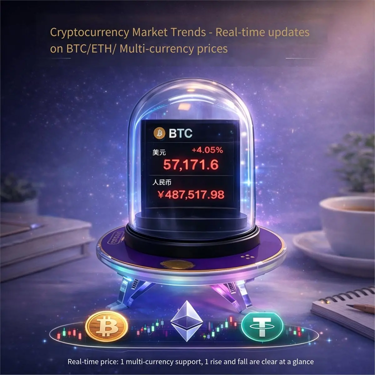update. RGB Smart Clock WiFi Weather Time Display Crypto Stock Monitor RGB LED Desk Clock Multi Function Tube Night Light