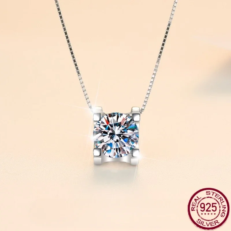 

Женское ожерелье из стерлингового серебра 925 пробы, кулон в виде головы коровы, классическая цепочка на ключицу, камень Mosang, универсальные свадебные украшения