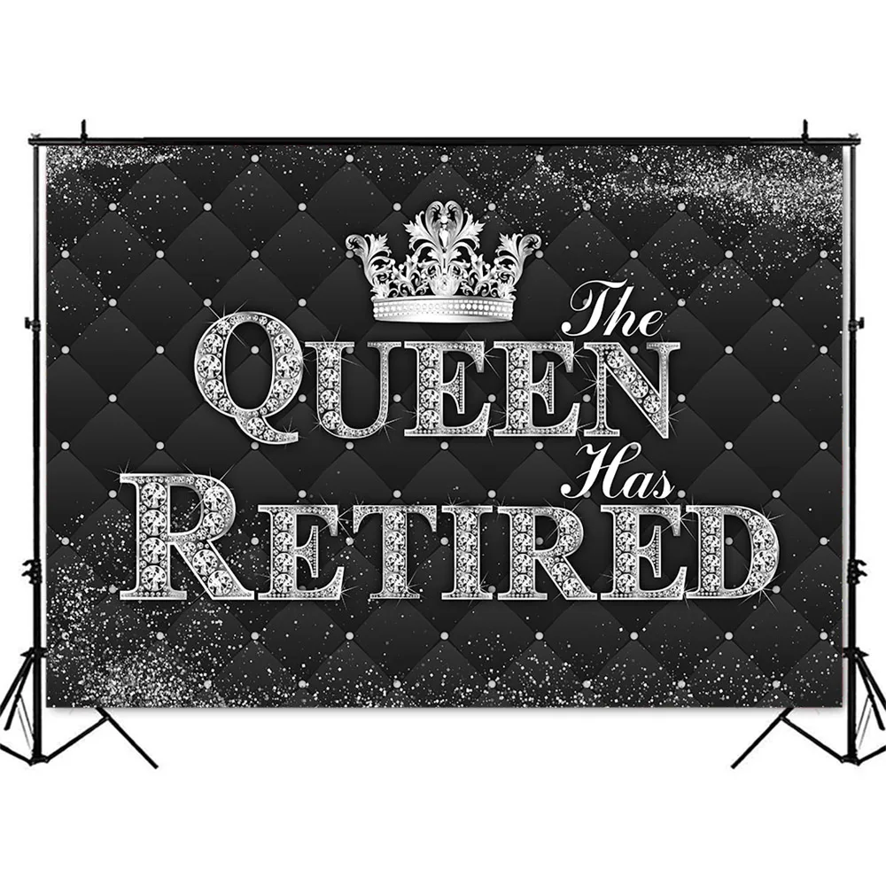 Toile de fond de la reine à la retraite, planche de sauna, noir, doré, accessoire de photomaton Happy Jeffplacées, fournitures de fête FarPS-Jeffplacées