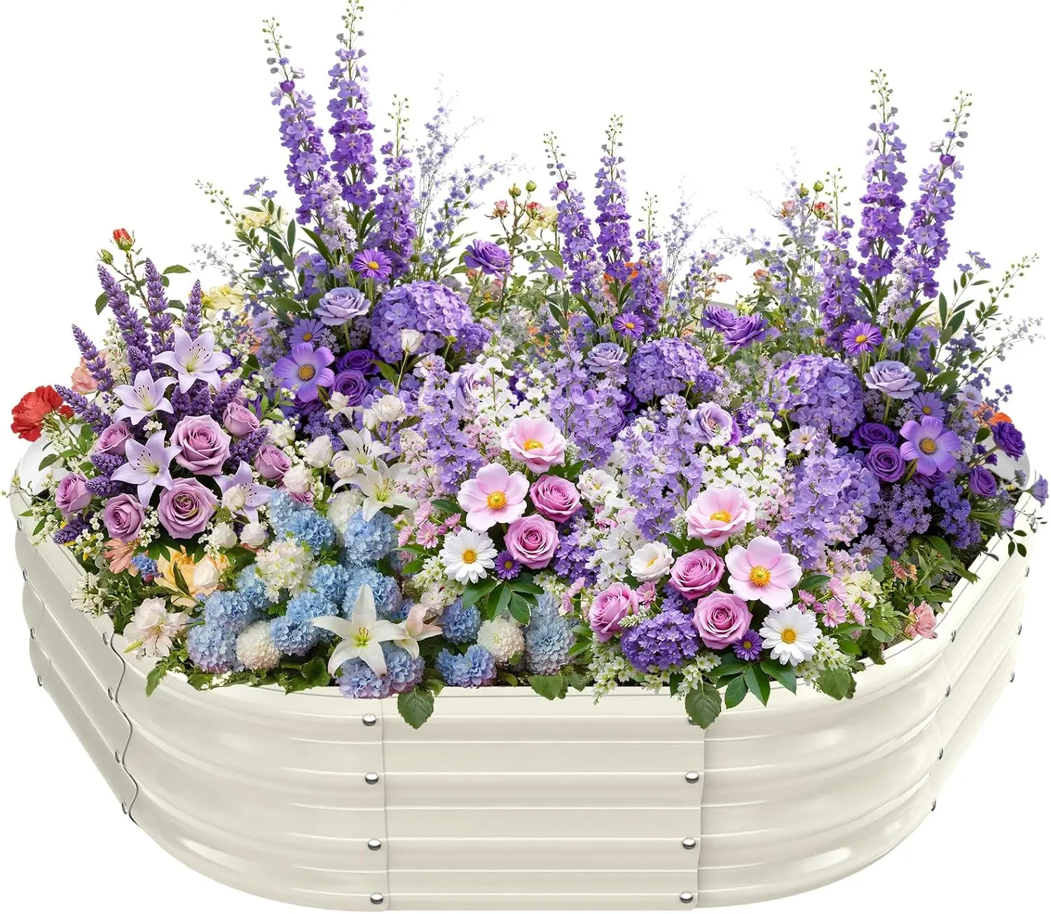 

Hexagon Raised Garden Bed, 48 Inch Diagonal & 12 Inch Tall, Galvanized Steel Planter Box with Wave-Shaped Metal Panels f