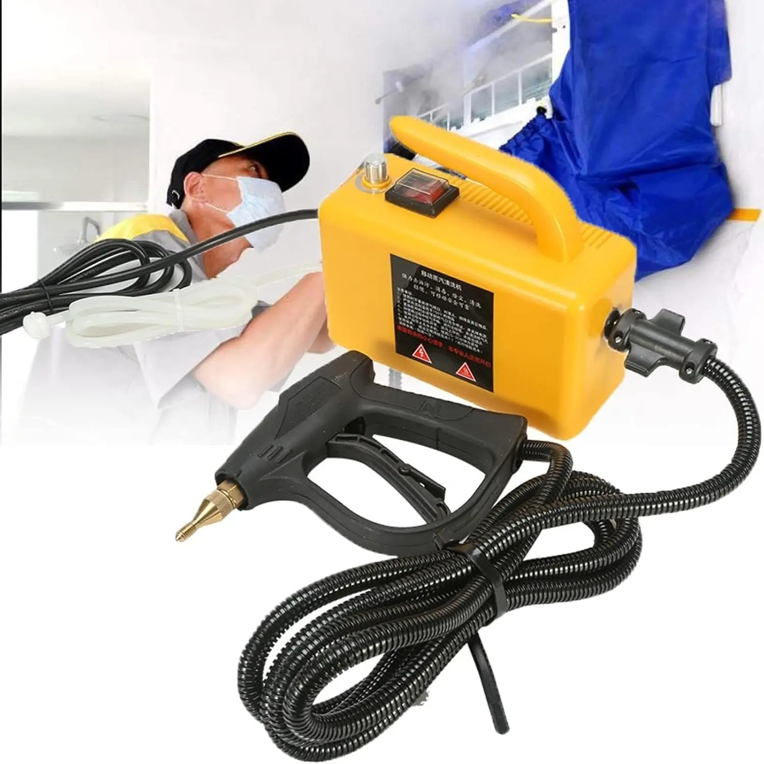 

Portable Steam Cleaner, Multifunction Handheld Steam Cleaner(Yellow,110v)