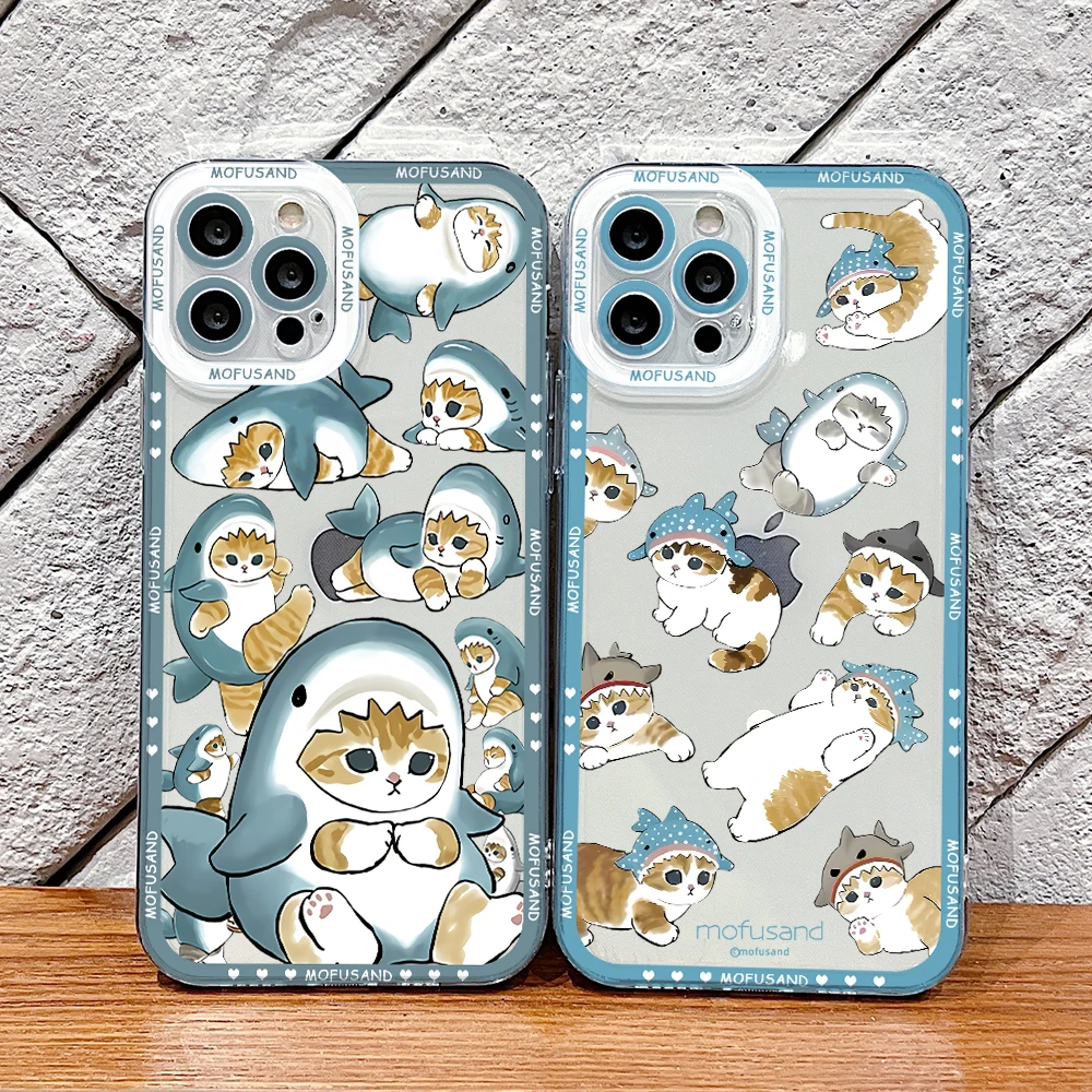 Cute Mofusand Cat Phone Case for Samsung Galaxy A71 A55 A54 A53 A52 A51 A34 A33 A32 A23 A14 A13 A12 4G 5G Border Print Cover